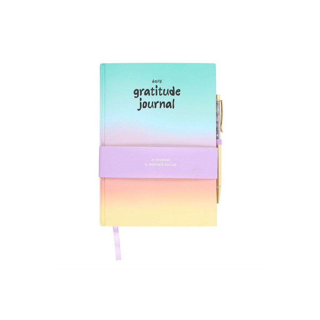 Multicoloured Gratitude Journal with Amethyst Pen
