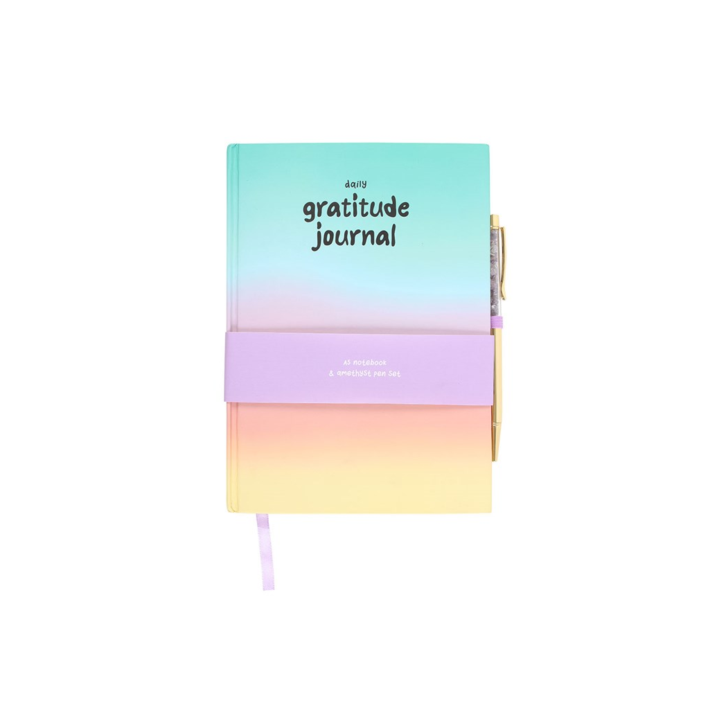 Multicoloured Gratitude Journal with Amethyst Pen