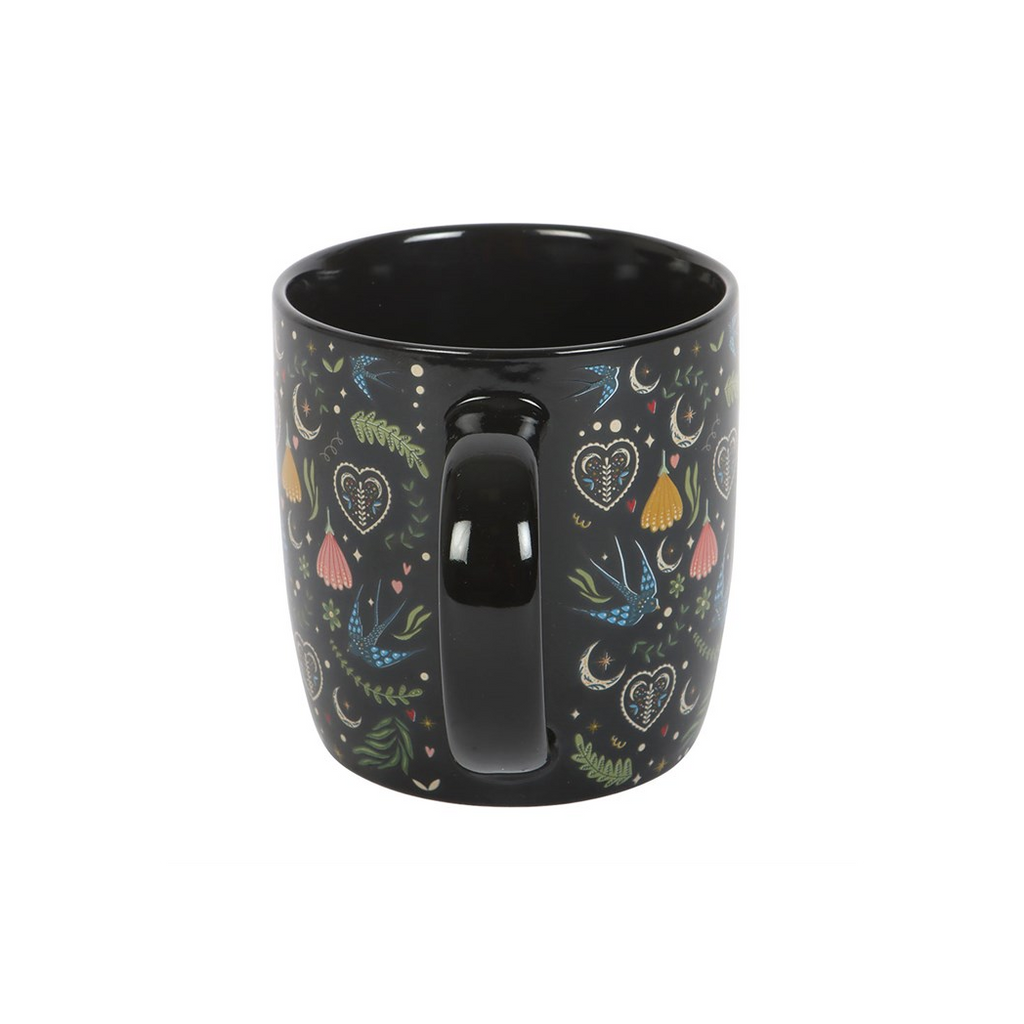 Black Midnight Bloom Print Mug