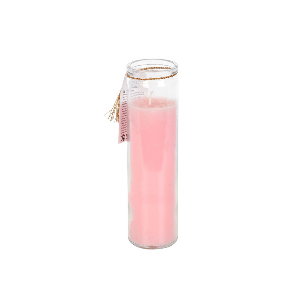 Mystic Rose Tube Candle with Rose Quartz Crystals