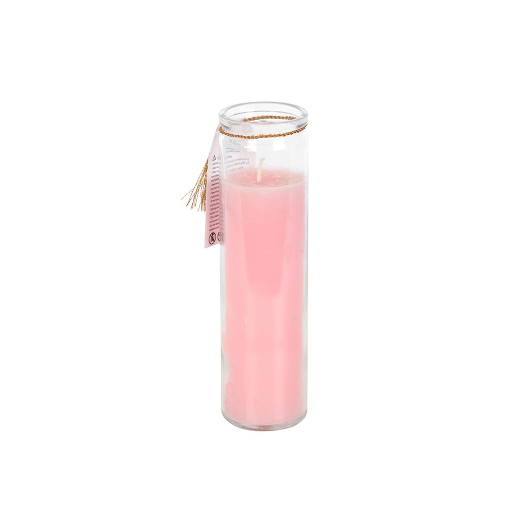 Mystic Rose Tube Candle with Rose Quartz Crystals