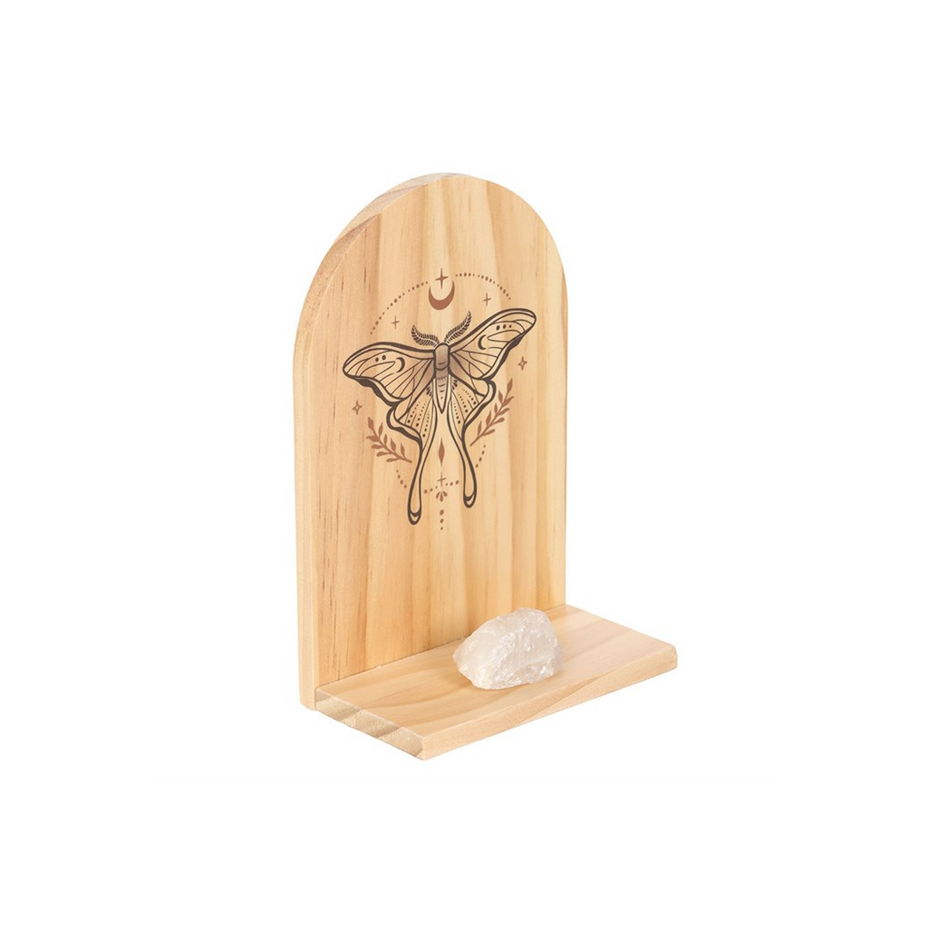 Natural Luna Moth Wooden Incense Holder Shelf