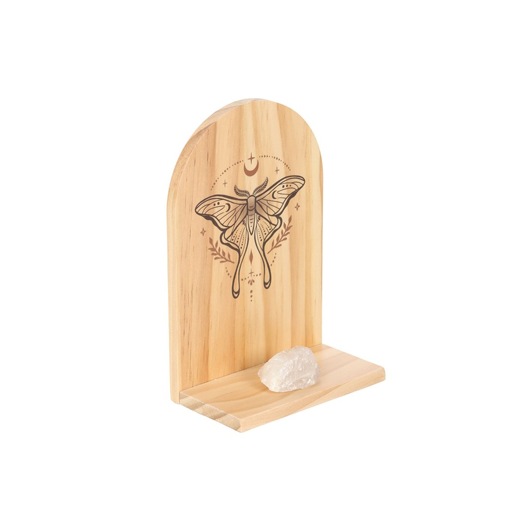 Natural Luna Moth Wooden Incense Holder Shelf