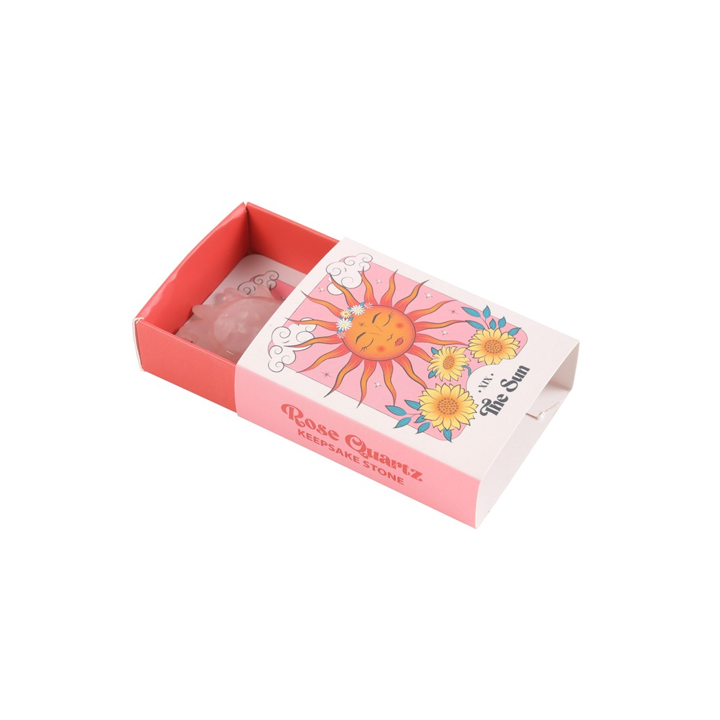 Rose Quartz Crystal Sun Keepsake Stone in a Box