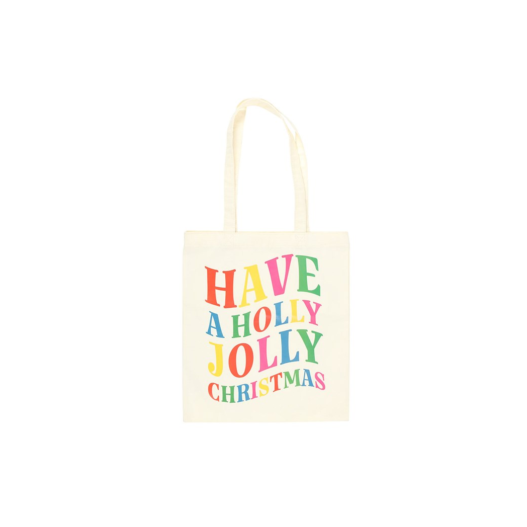 Holly Jolly Christmas Polyester Tote Bag
