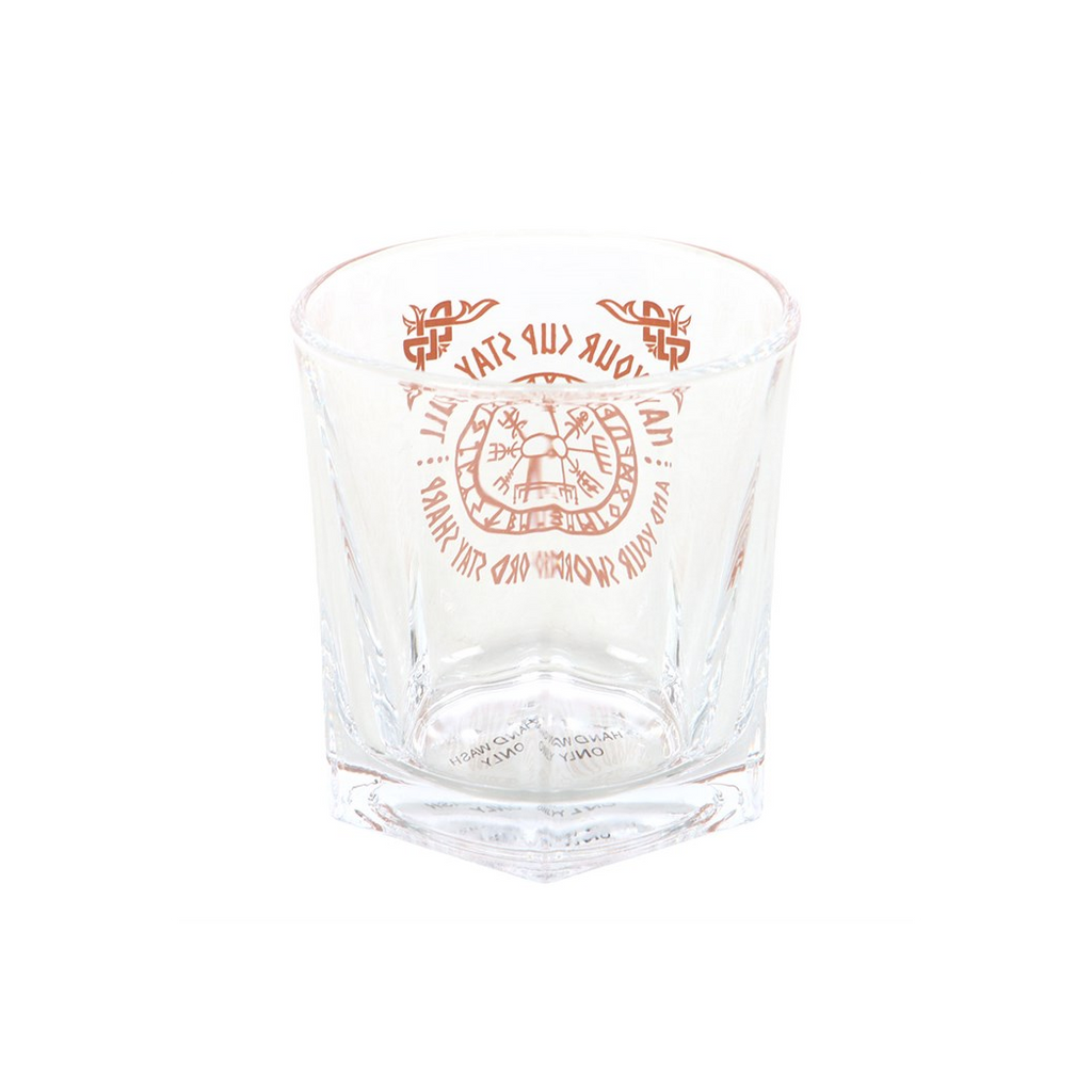 Viking Compass Lowball Drinking Glass with Coaster