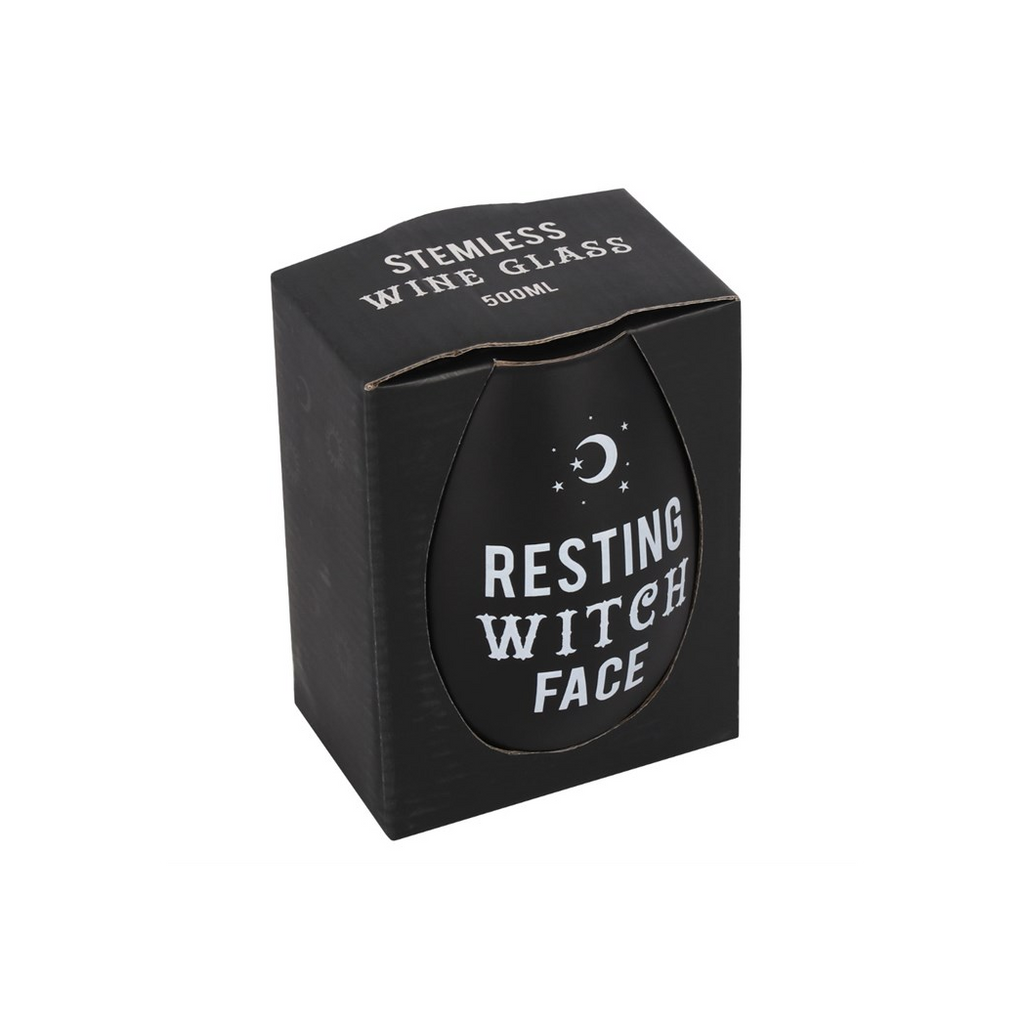 Resting Witch Face Stemless Wine Glass