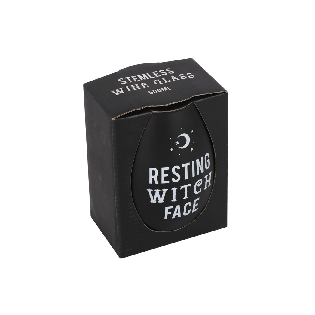 Resting Witch Face Stemless Wine Glass
