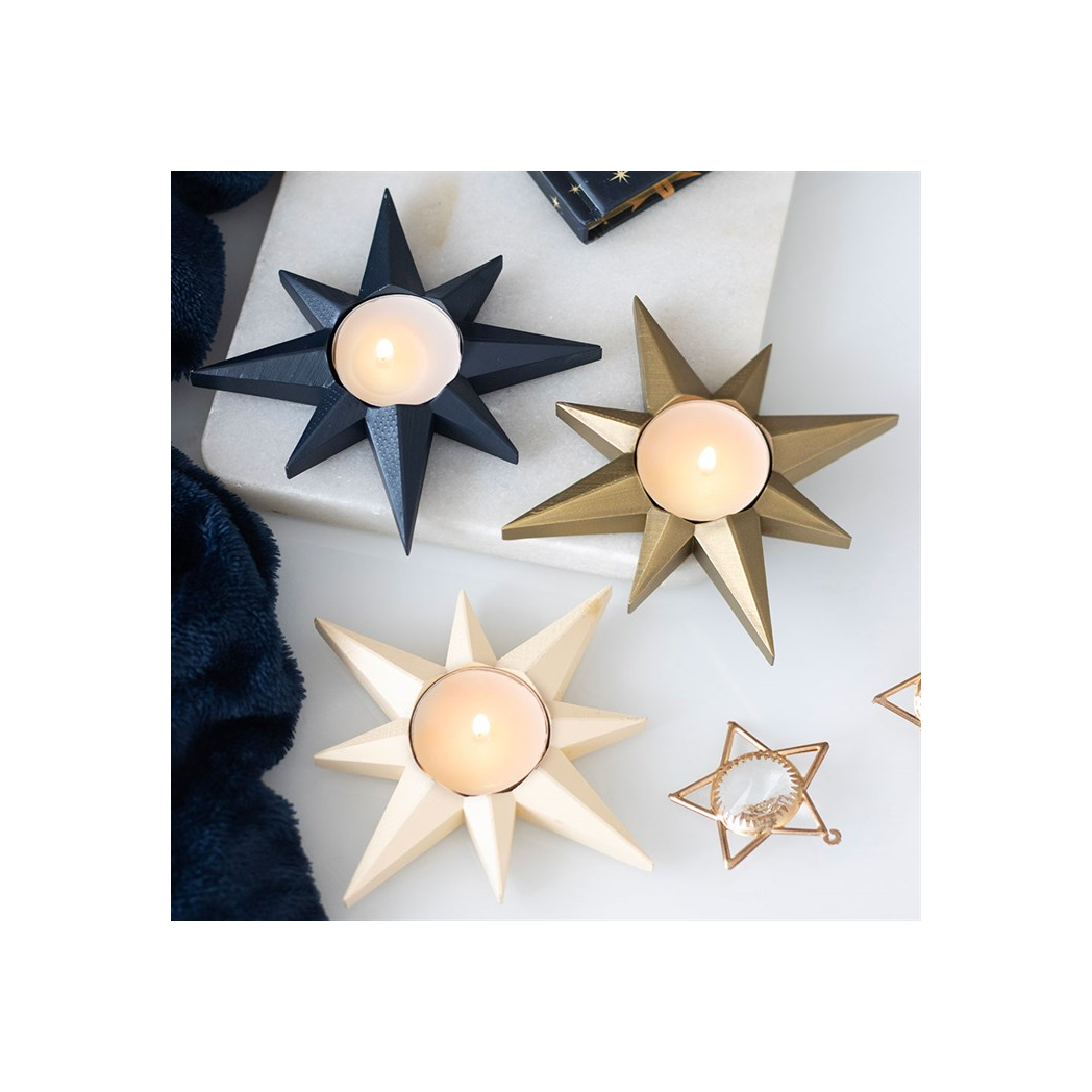 Navy Star Tealight Candle Holder