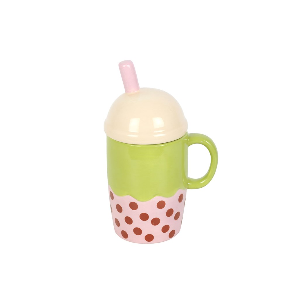 Kawaii Bubble Tea Lidded Mug