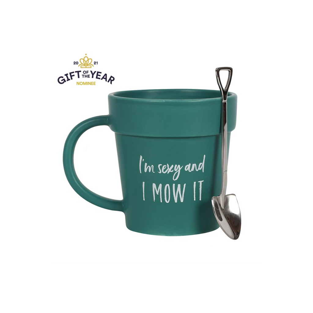 Sexy and I Mow It Pot Mug and Shovel Spoon