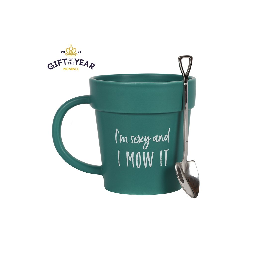 Sexy and I Mow It Pot Mug and Shovel Spoon