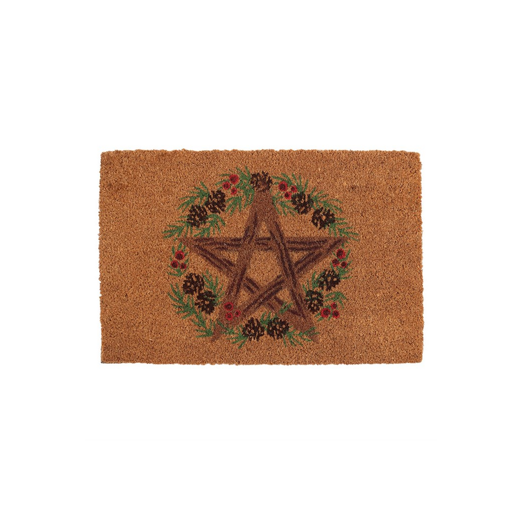 Natural Winter Solstice Pentagram Doormat