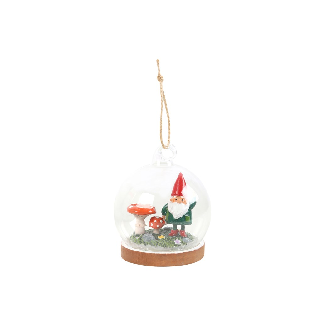 Gnome Glass Dome Hanging Decoration