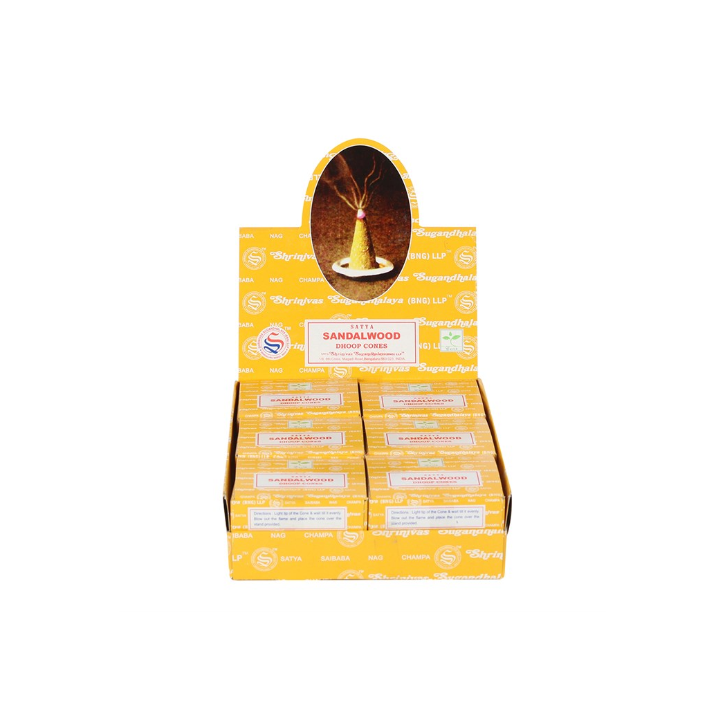 Set of 12 Sandal Wood Dhoop Incense Cones by Satya (6/30)
