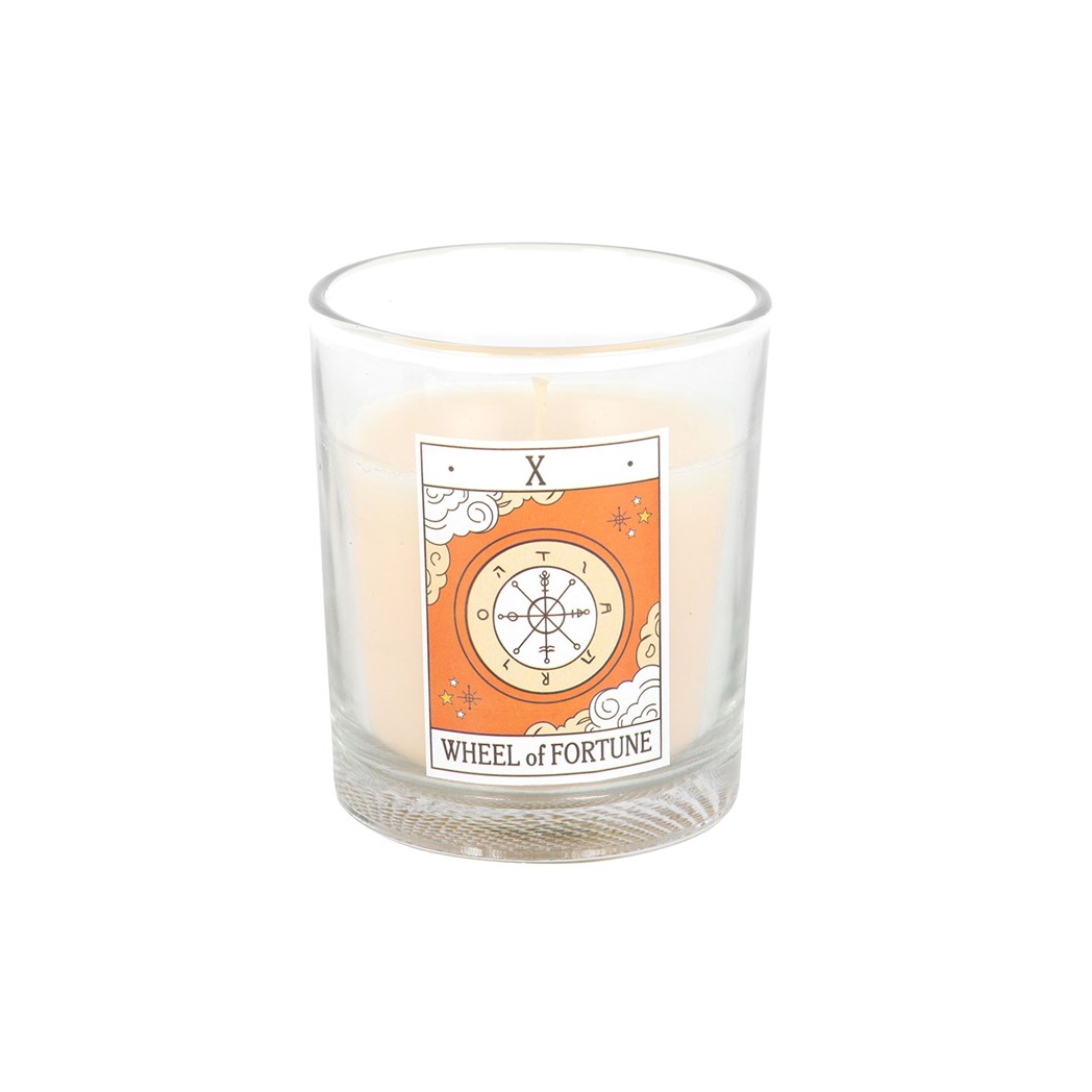 The Wheel of Fortune Vintage Tarot Orange Candle