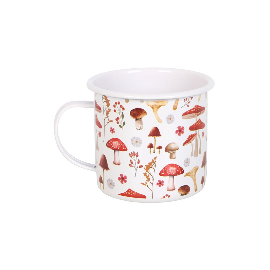 All Over Mushroom Print Enamel Mug