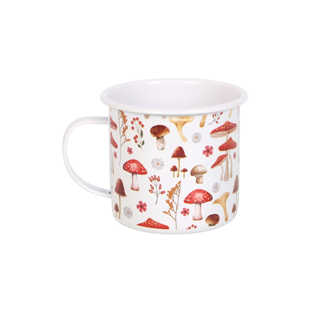 All Over Mushroom Print Enamel Mug
