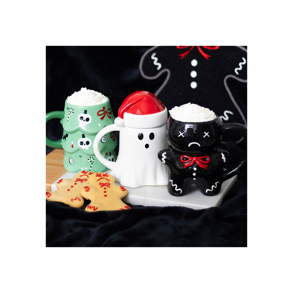 Ghost Shaped Mug with Santa Hat Lid