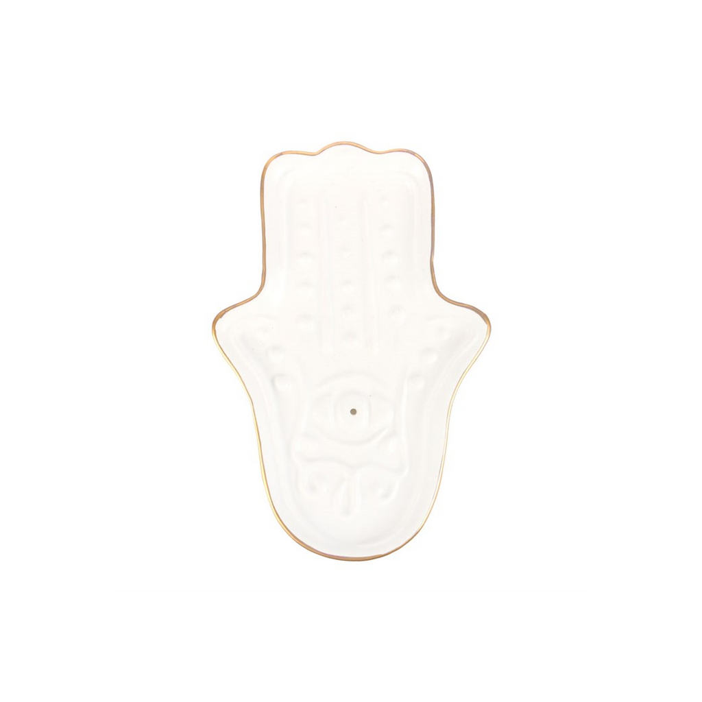 White Hamsa Hand Incense Stick Holder