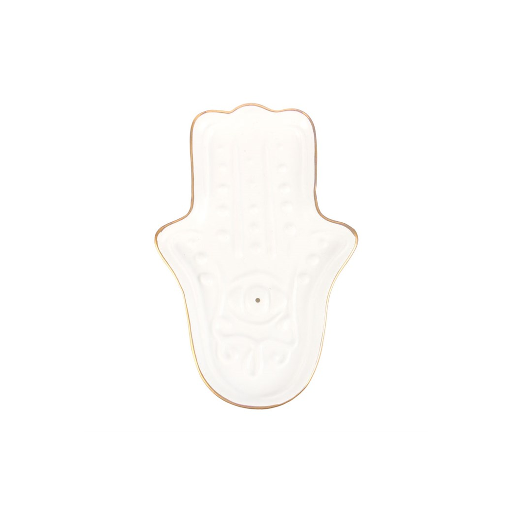 White Hamsa Hand Incense Stick Holder