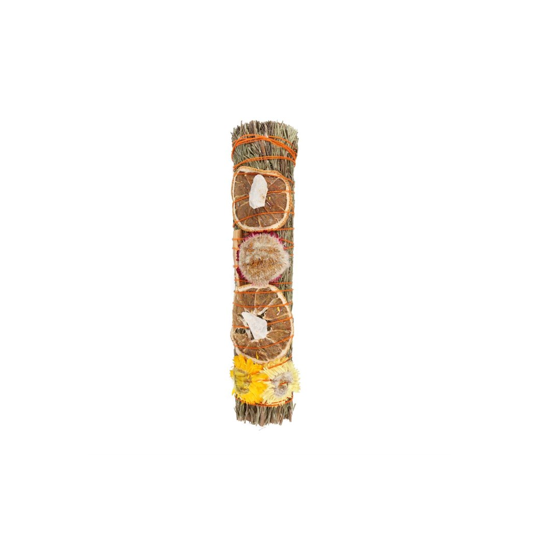 9in Ritual Wand Smudge Stick with Rosemary, Palo Santo and Quartz