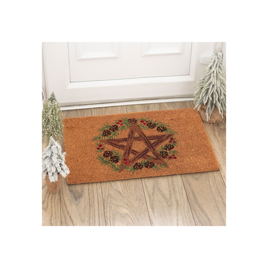 Natural Winter Solstice Pentagram Doormat