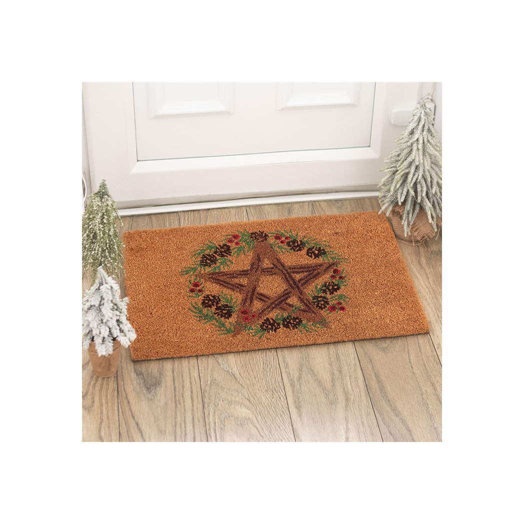 Natural Winter Solstice Pentagram Doormat
