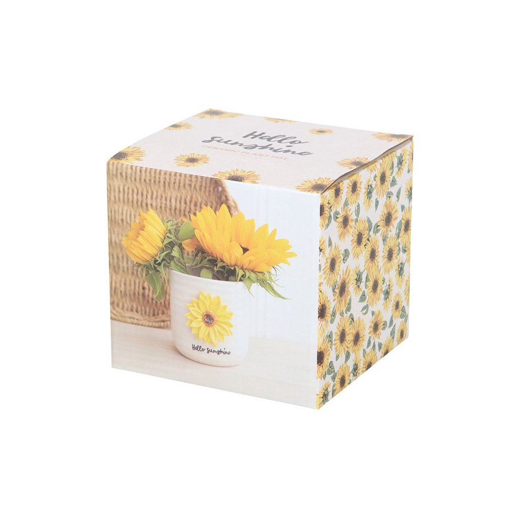Hello Sunshine Plant Pot with 3D Sunflower