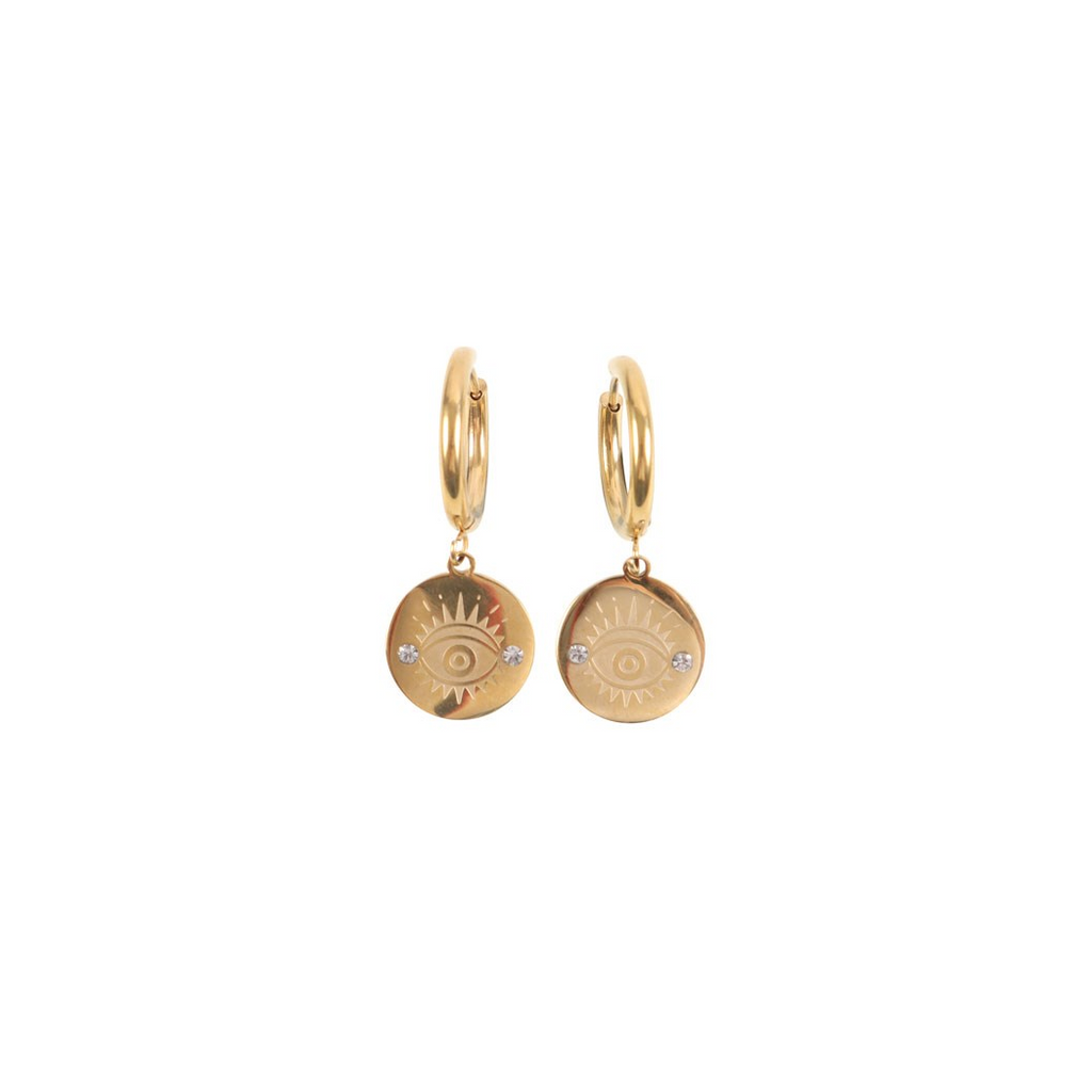 Gold Toned All Seeing Eye Earrings