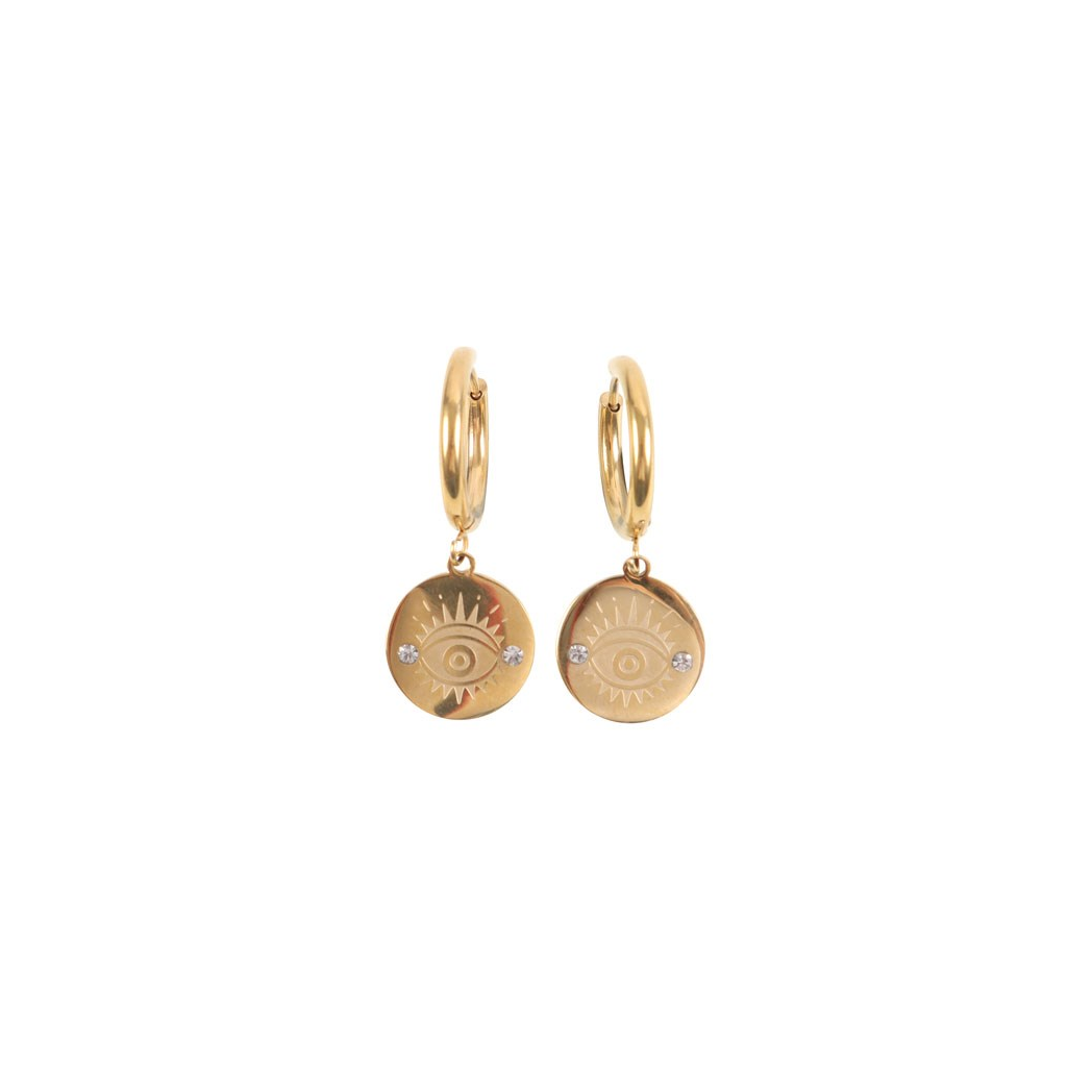 Gold Toned All Seeing Eye Earrings