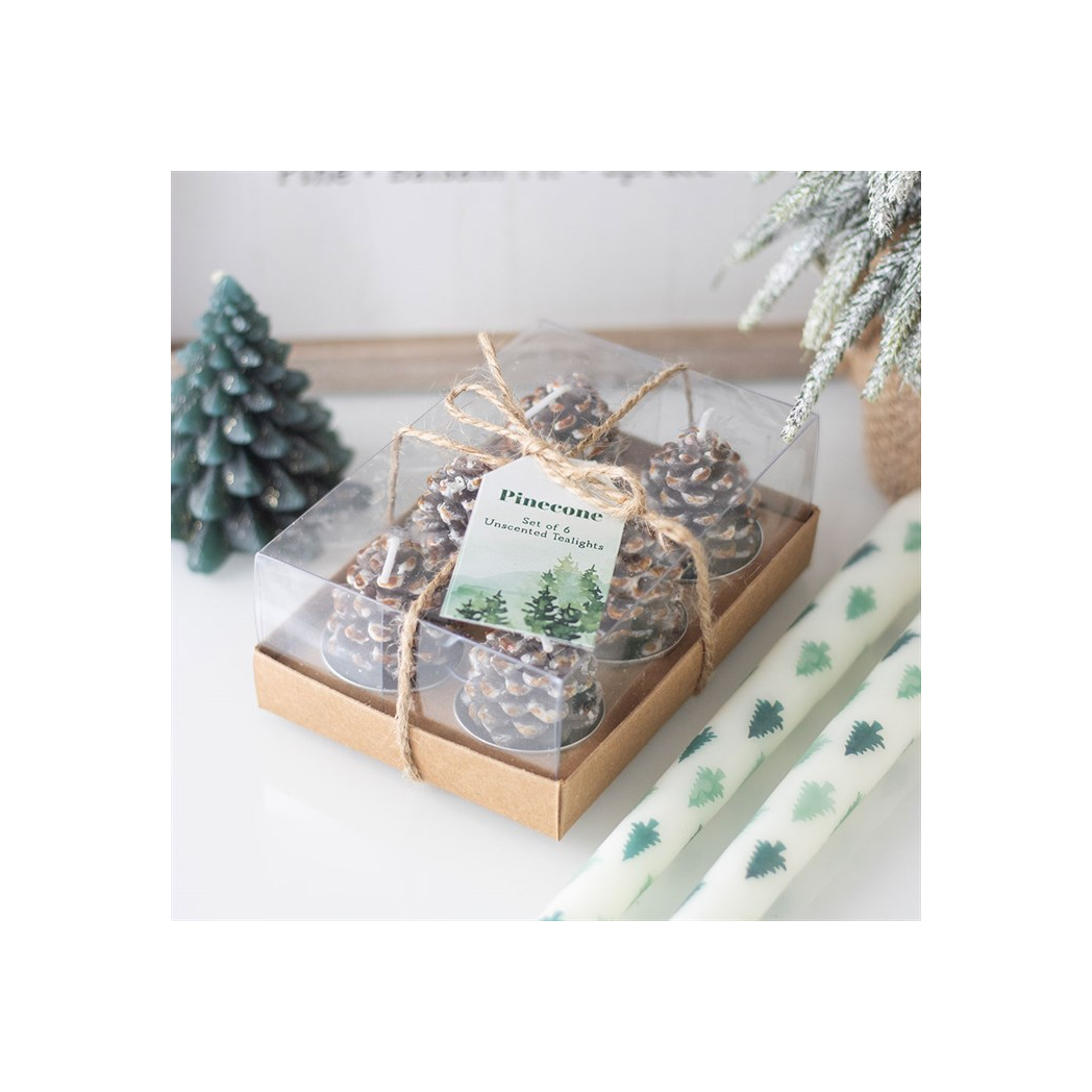Set of 6 Pinecone Tealight Candles