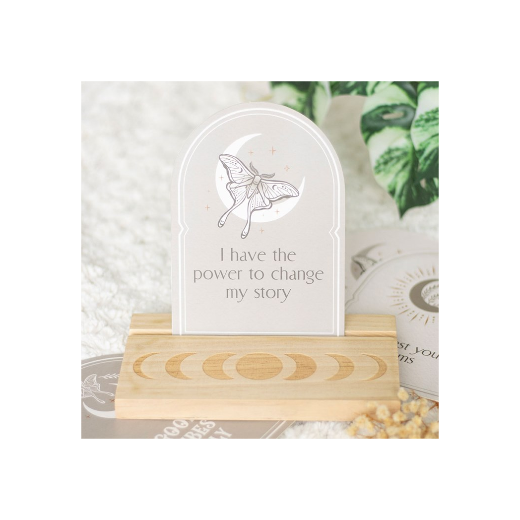 Luna Moth Affirmation Cards with Wooden Stand