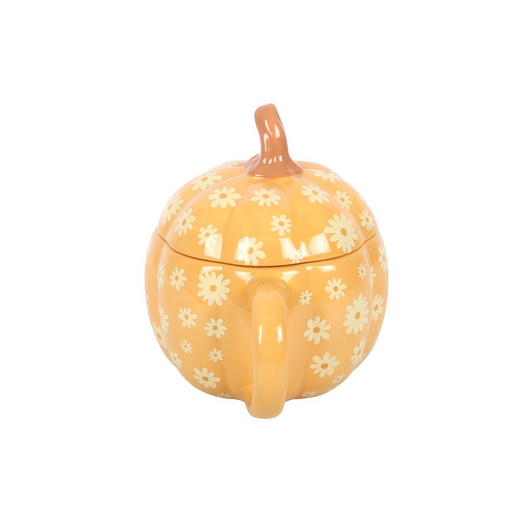 Groovy Floral Pumpkin Lidded Mug