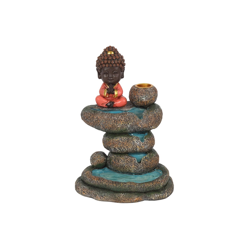 Red Buddha and Rock Pond Backflow Incense Burner