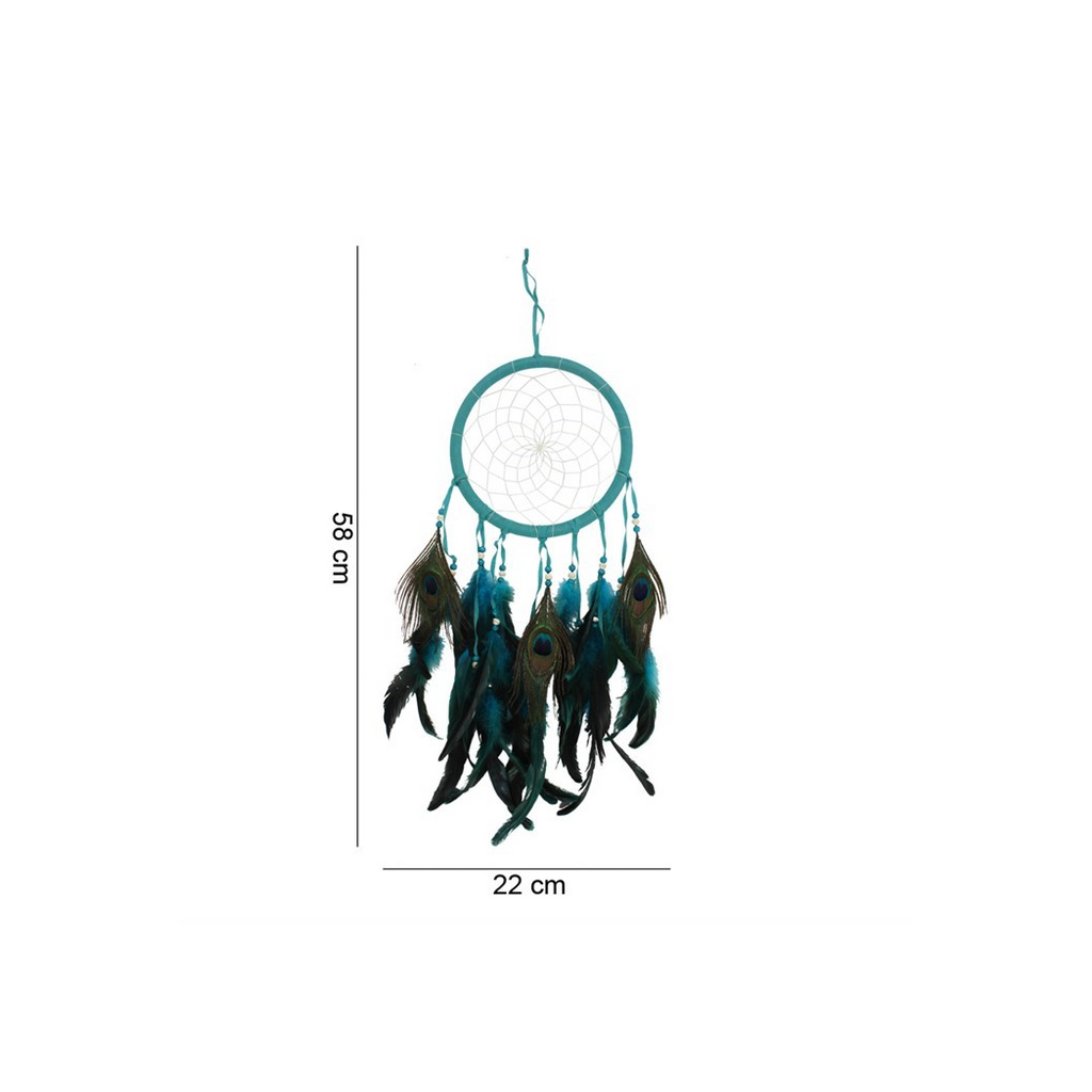 Turquoise Peacock Feather Dreamcatcher