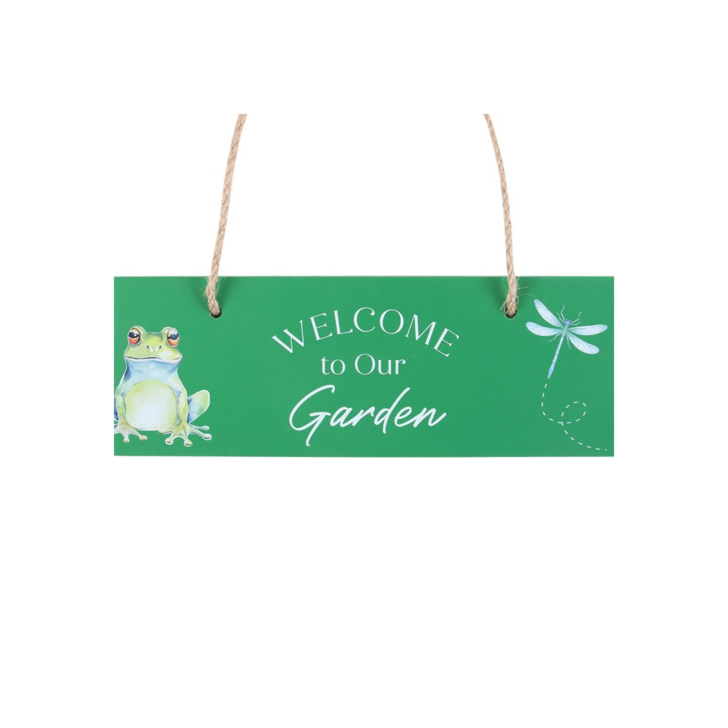 Green Welcome to Our Garden Hanging Sign