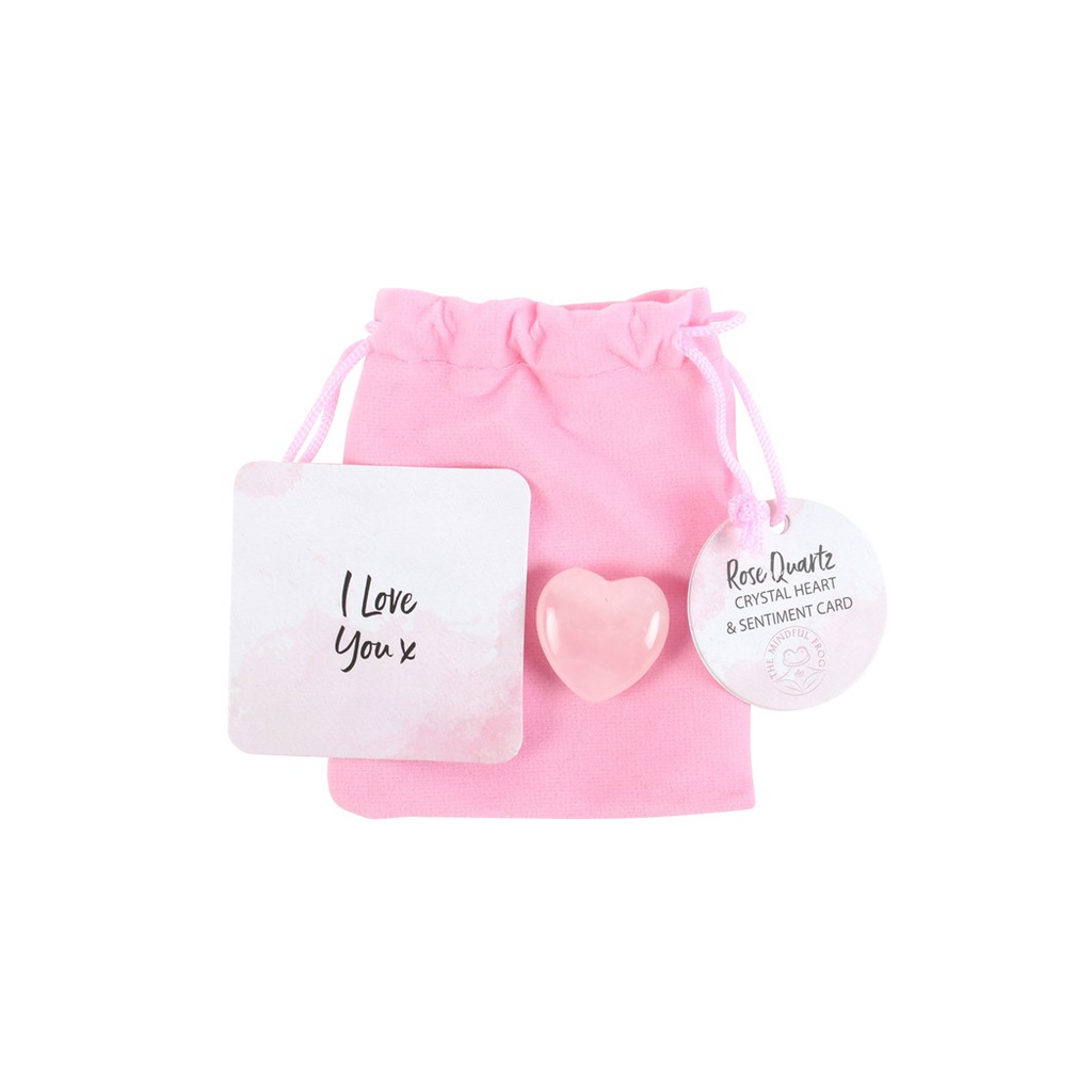 I Love You Rose Quartz Crystal Heart in a Bag