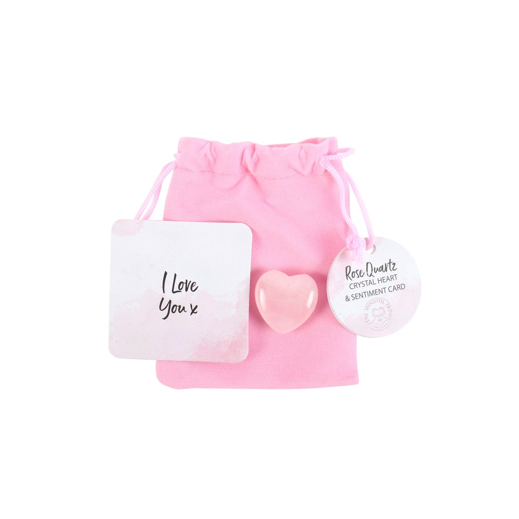 I Love You Rose Quartz Crystal Heart in a Bag