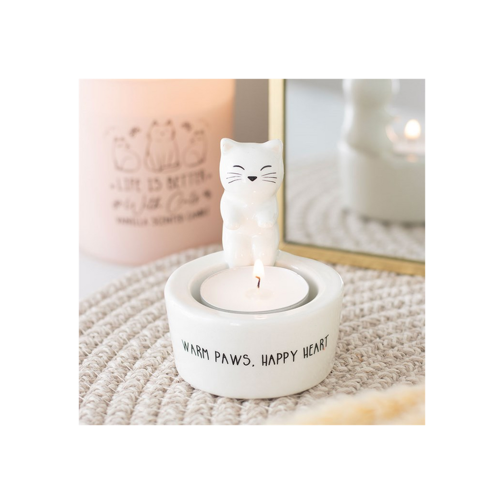 Warm Paws, Happy Heart Cat Tealight Holder