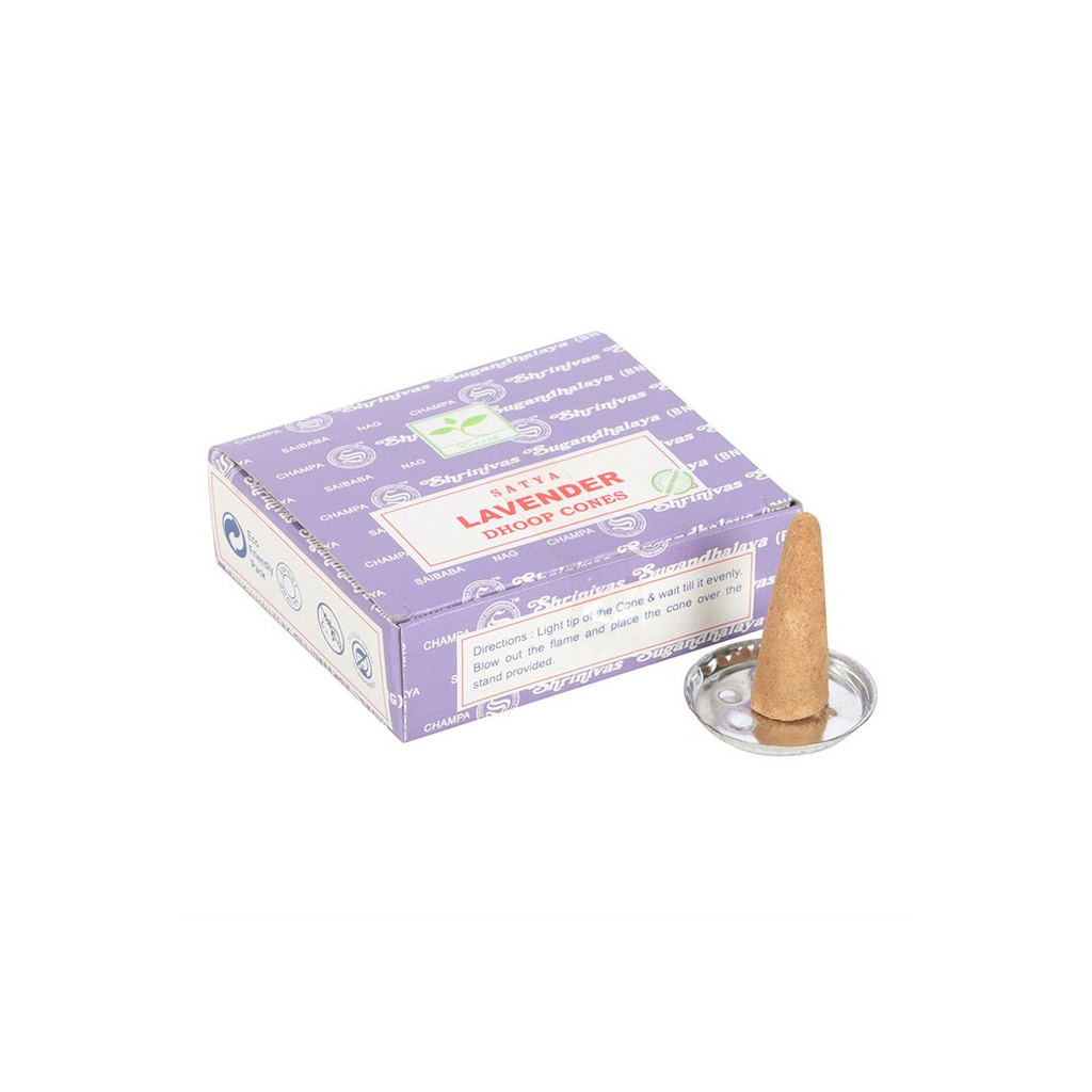 Set of 12 Lavender Dhoop Incense Cones by Satya (6/30)