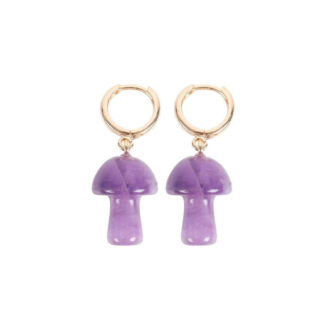 Amethyst Crystal Mushroom Earrings