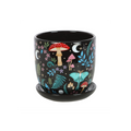 Dark Forest Print Ceramic Plant Pot with Saucer