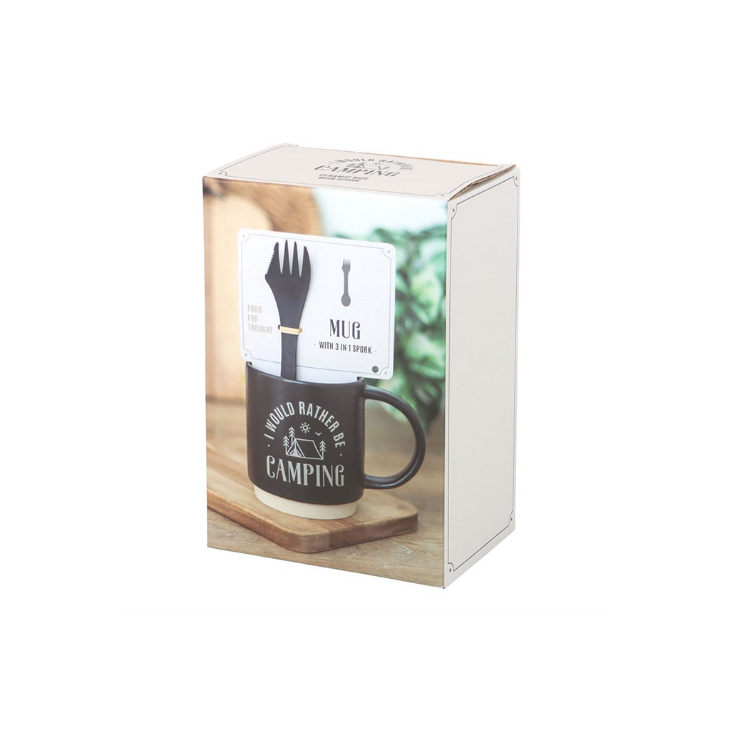 I Would Rather Be Camping Mug with 3-in-1 Spork
