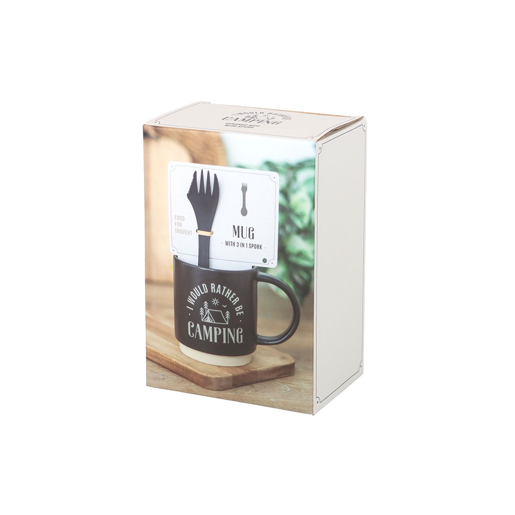 I Would Rather Be Camping Mug with 3-in-1 Spork
