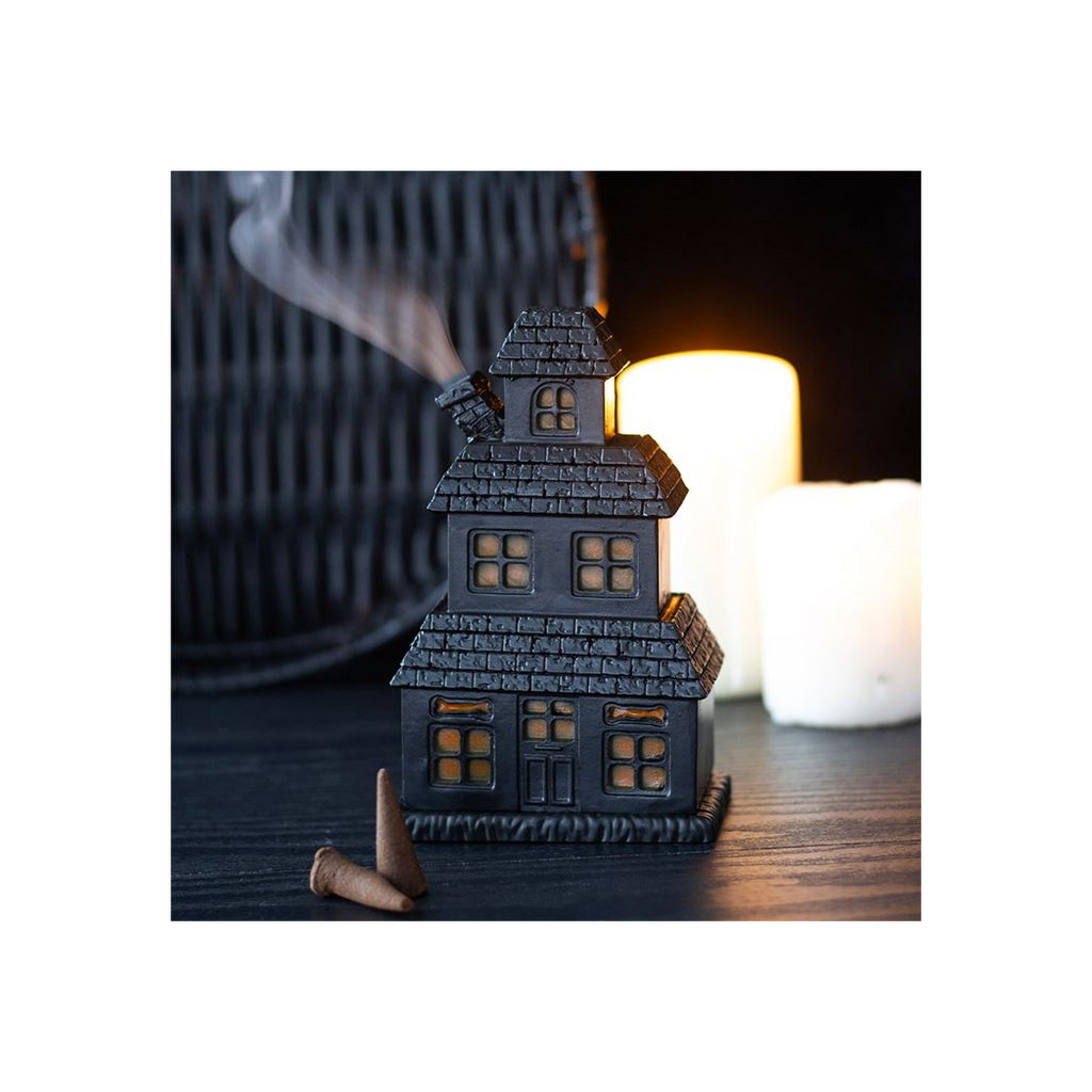 Black Haunted House Incense Cone Holder