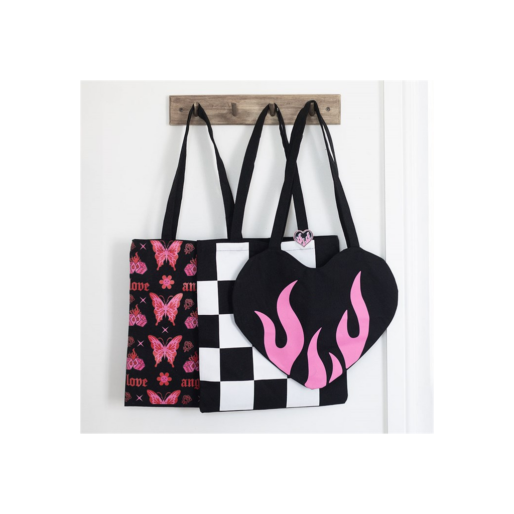 Flaming Butterfly Print Polycotton Tote Bag