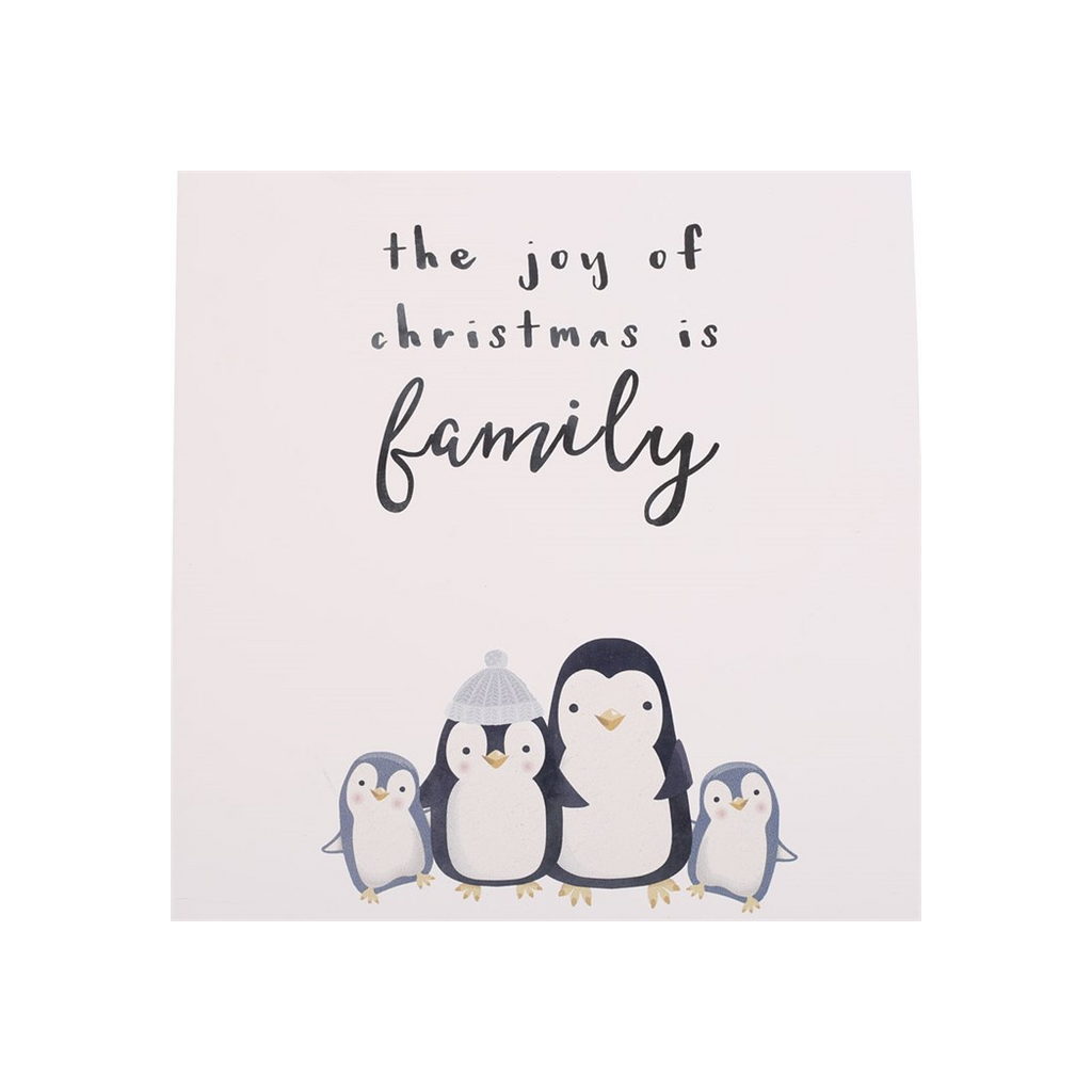Joy of Christmas Penguin Family Hanging Sign