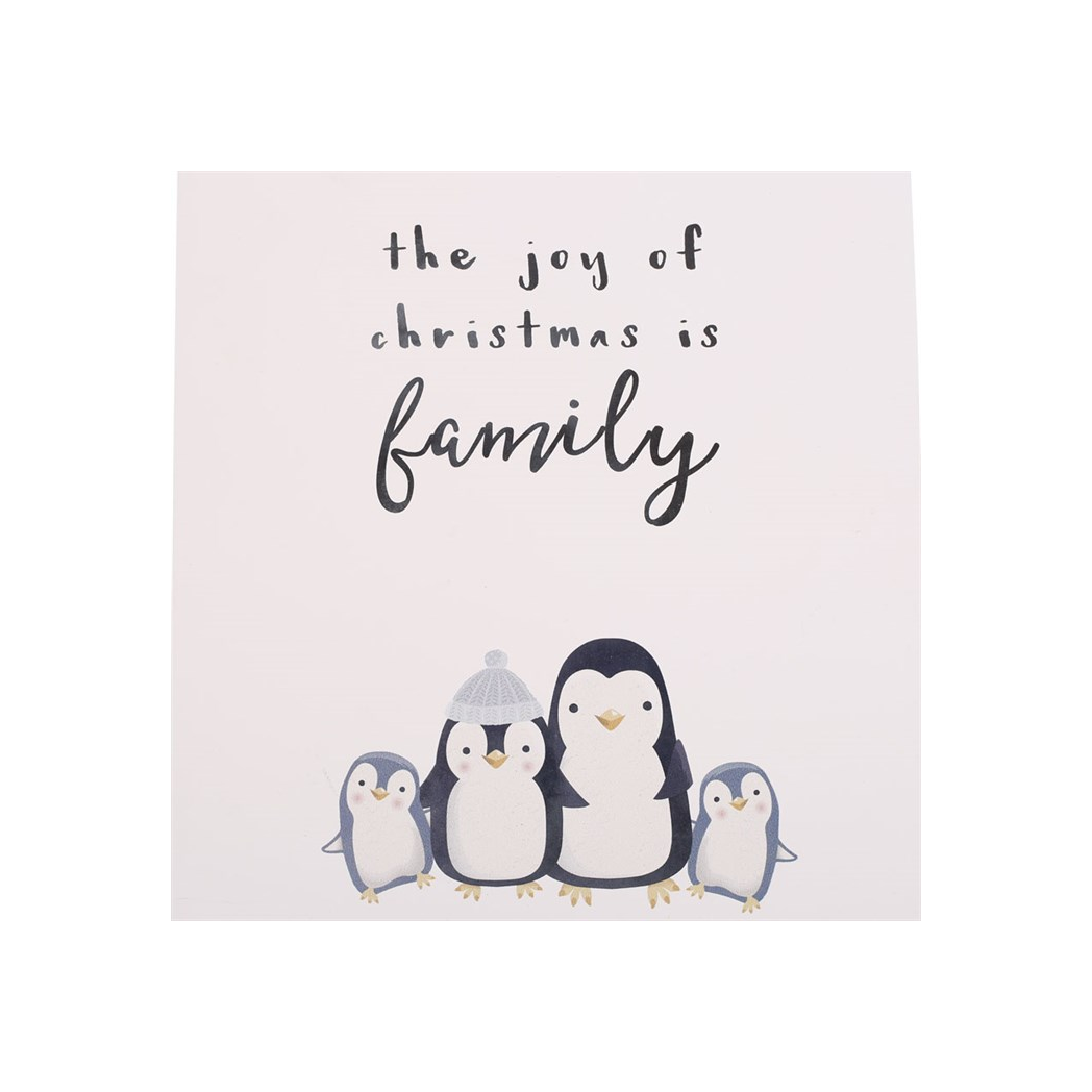 Joy of Christmas Penguin Family Hanging Sign
