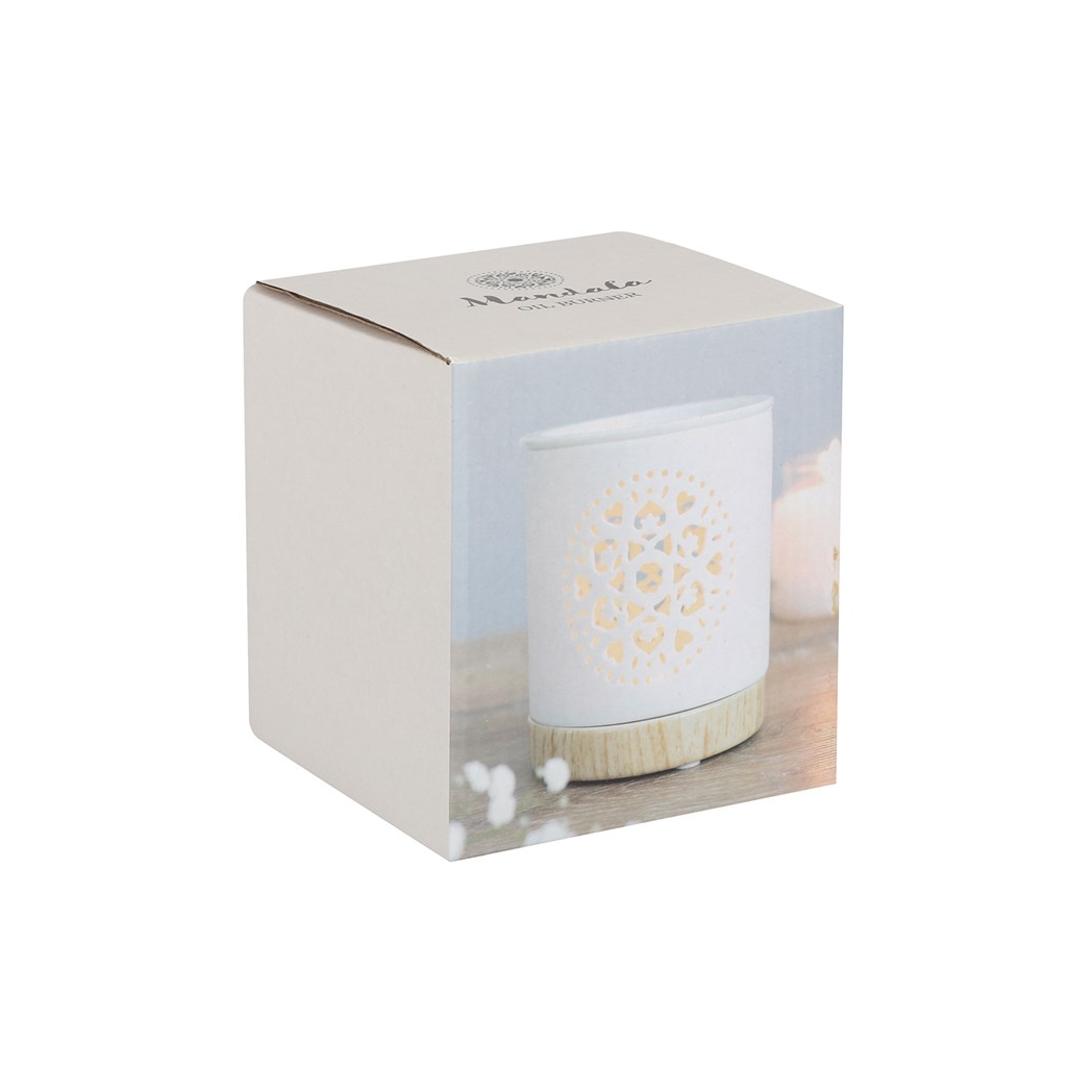 White Mandala Cut Out Oil Burner